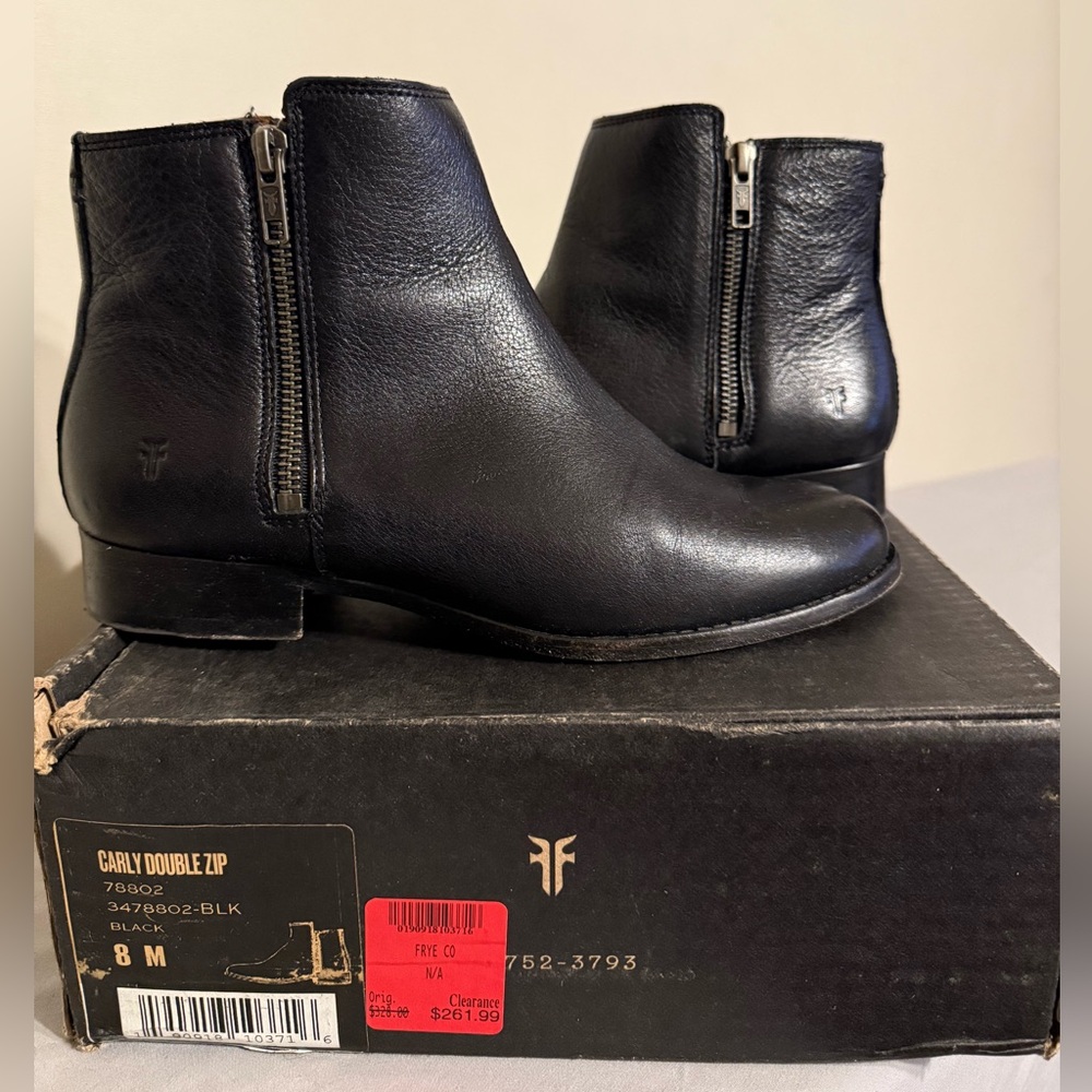 Frye Black Leather Ankle Boots
